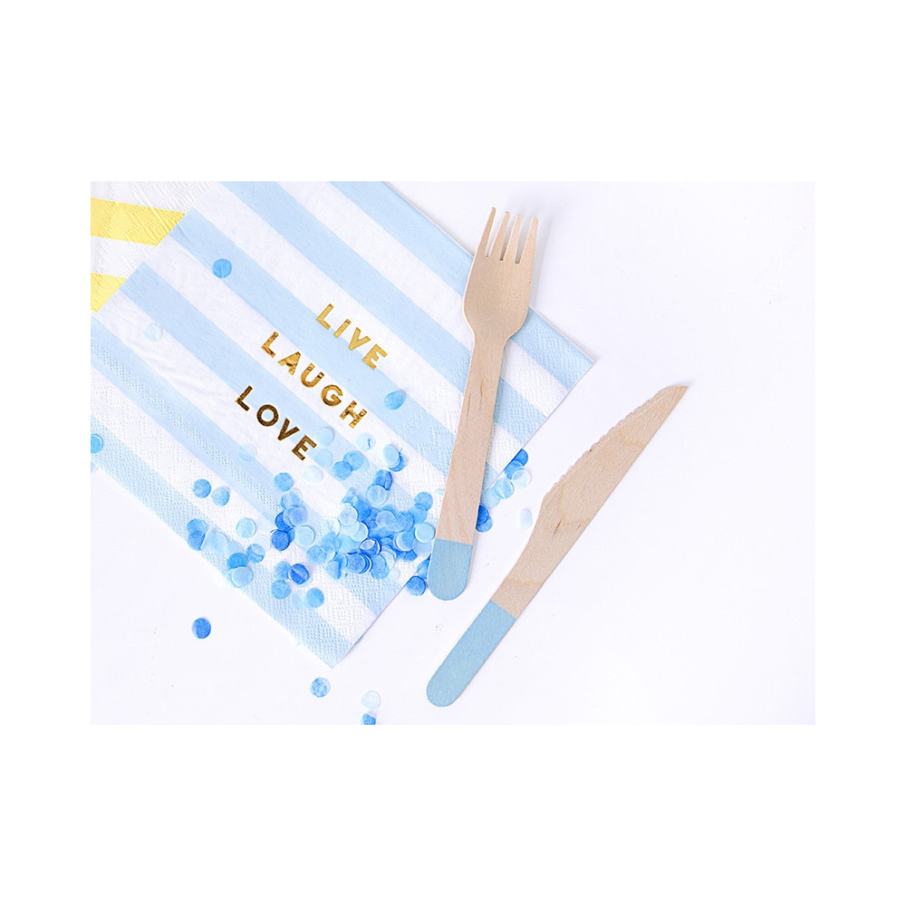 Wooden cutlery light blue, 16 cm