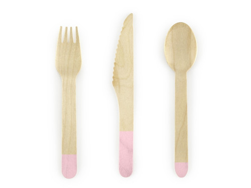 Wooden cutlery light pink, 16 cm