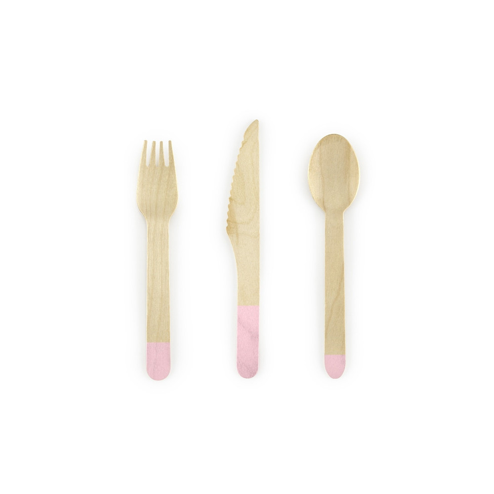 Wooden cutlery light pink, 16 cm