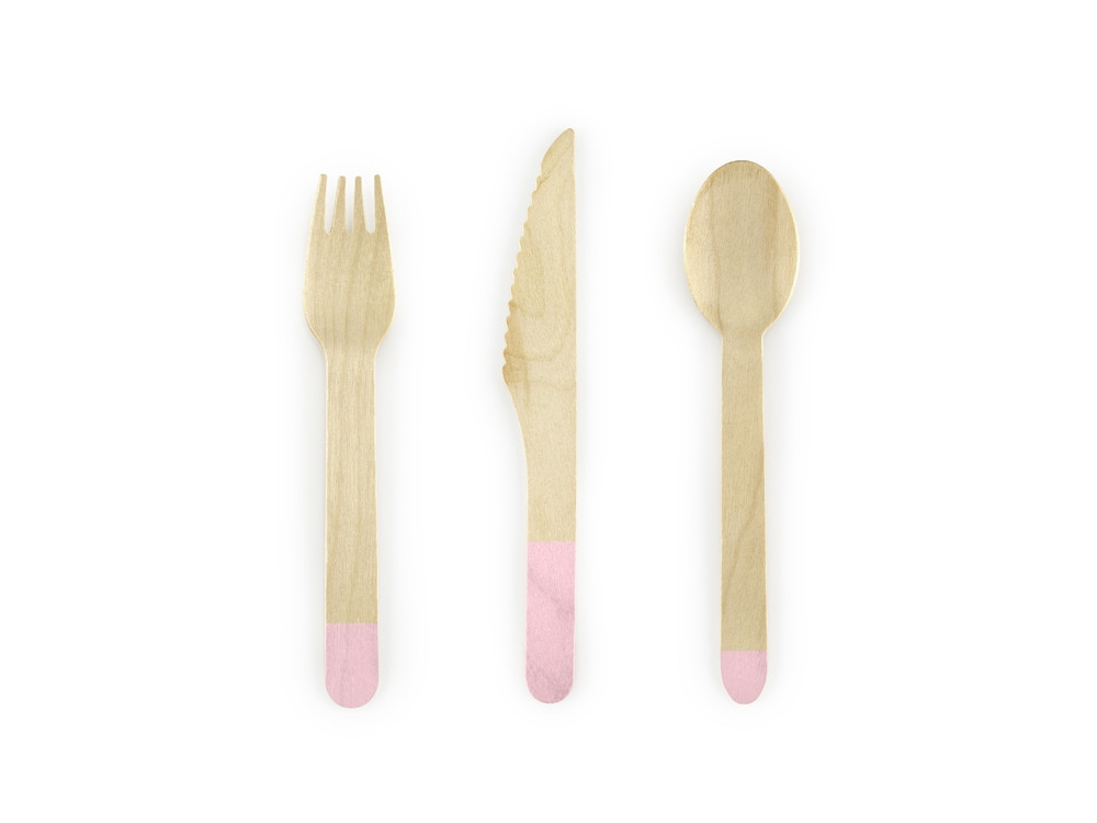 Wooden cutlery light pink, 16 cm