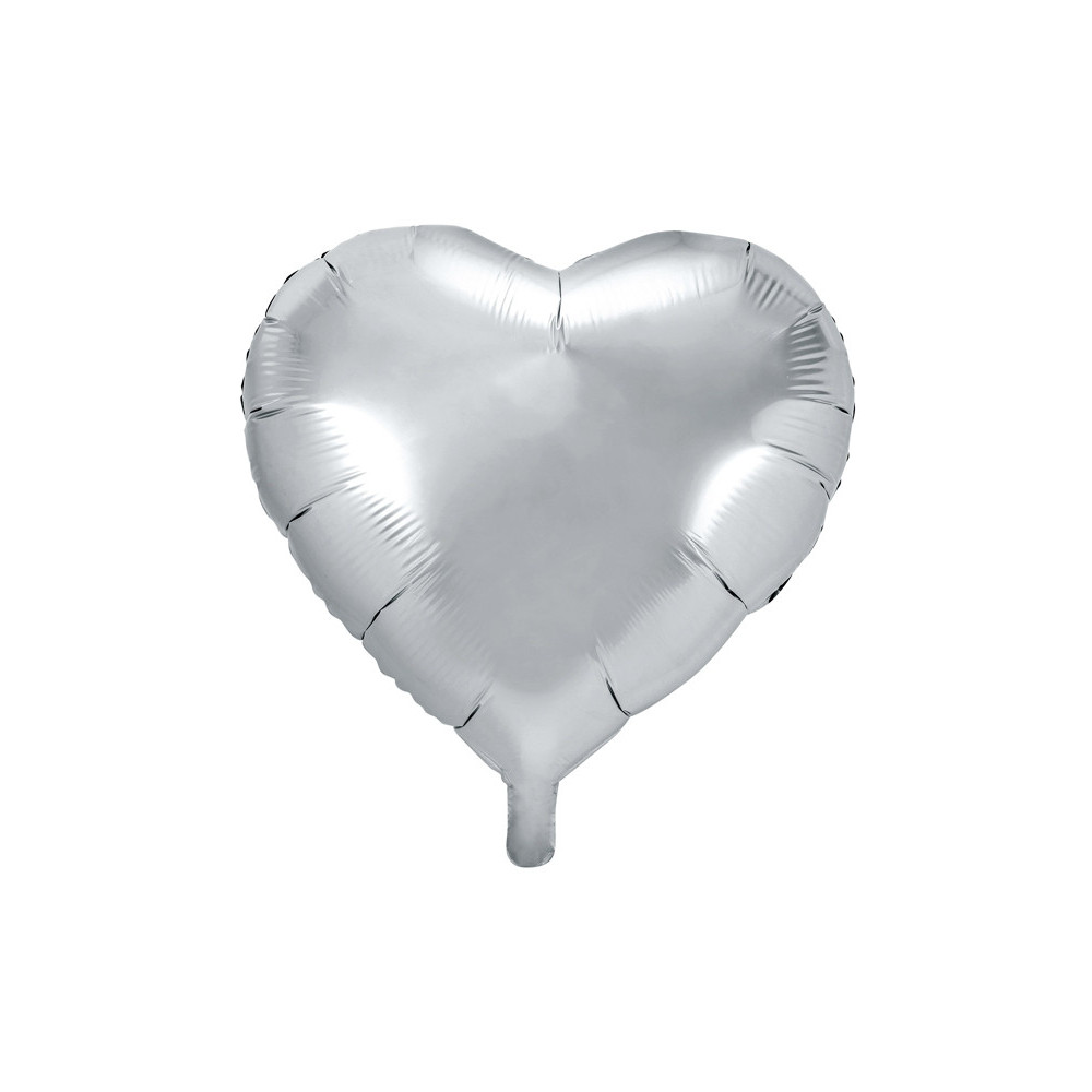 Foil balloon Heart - silver, 61 cm