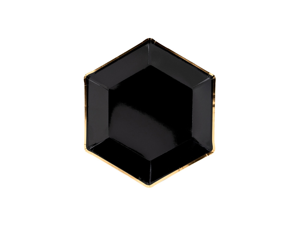 Let's Celebrate plates - black and gold, 23 cm, 6 pcs.