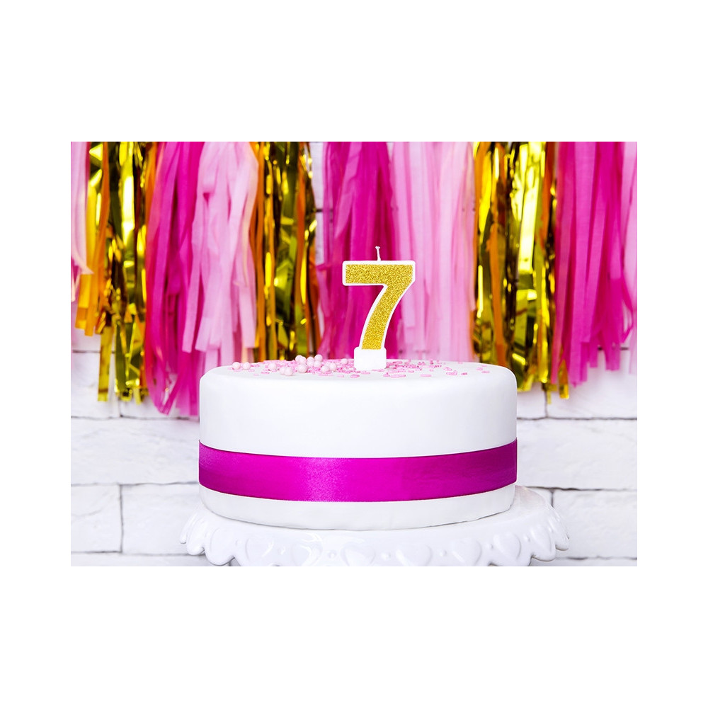 Birthday candle number 7, gold