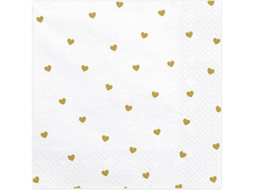 Decorative napkins, Hearts, golden print