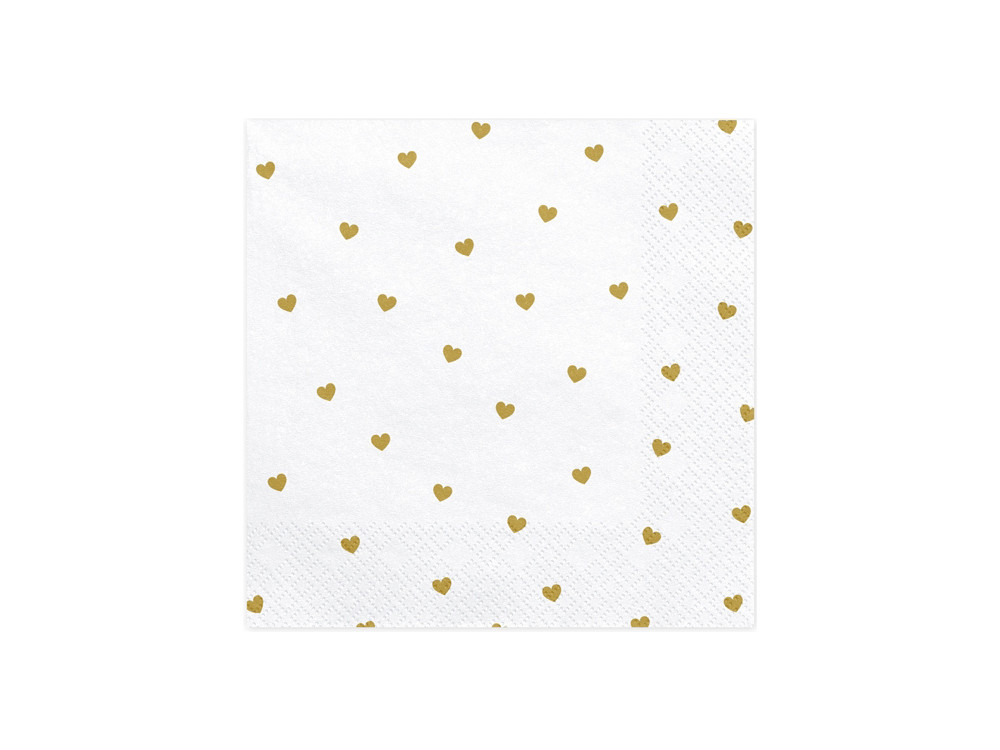 Decorative napkins, Hearts, golden print