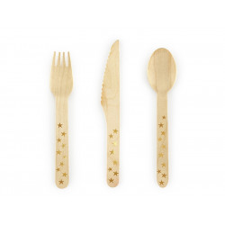 Wooden cutlery Stars, 16 cm