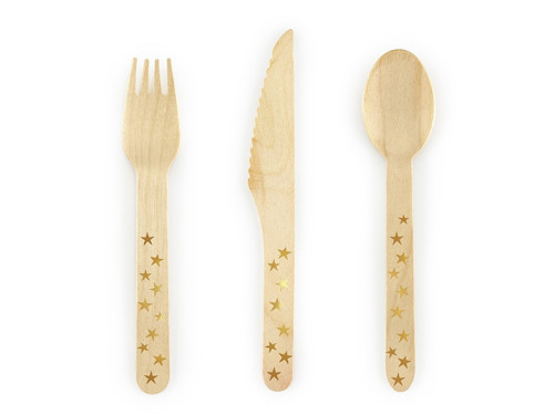 Wooden cutlery Stars, 16 cm
