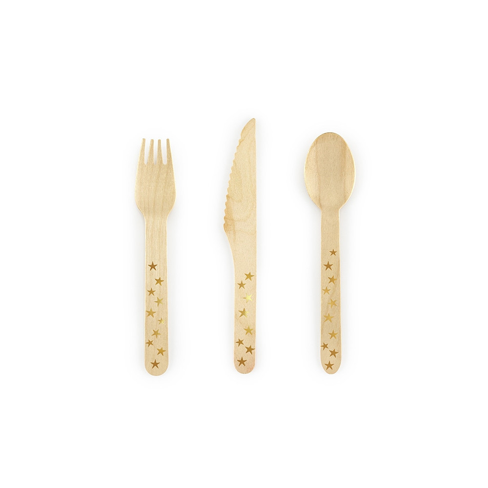 Wooden cutlery Stars, 16 cm