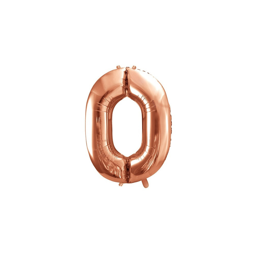 Balon foliowy cyfra 0 - różowe złoto, 86 cm
