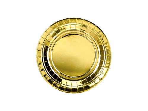 Round plates - gold, metallic, 18 cm, 6 pcs.