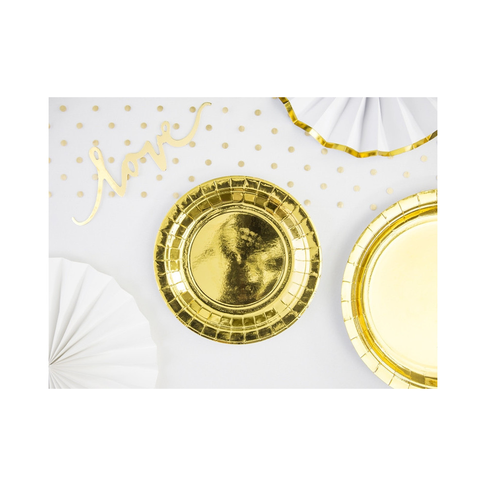 Round plates - gold, metallic, 18 cm, 6 pcs.