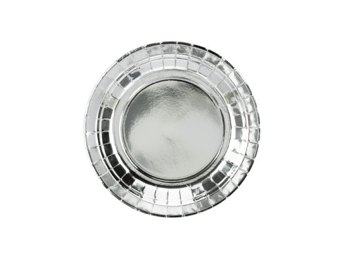 Round plates - silver, metallic, 6 pcs.