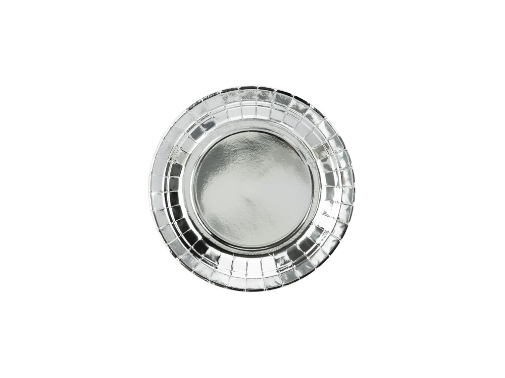 Round plates - silver, metallic, 6 pcs.