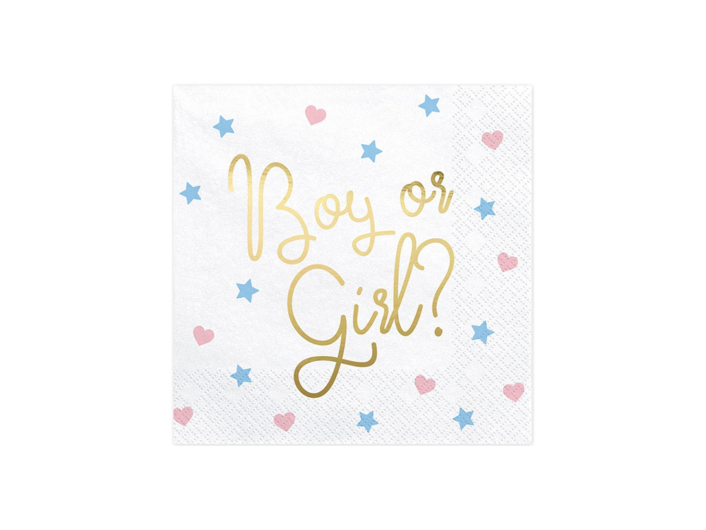 Serwetki papierowe Boy or Girl? - białe, 20 szt.
