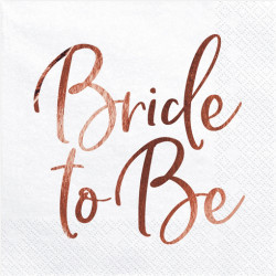 Serwetki papierowe Bride to Be - różowe złoto, 20 szt.