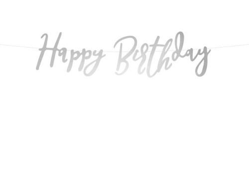 Happy Birthday banner - silver, 1 pc.