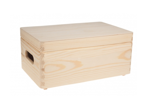 Box with lid small wooden (hinges)