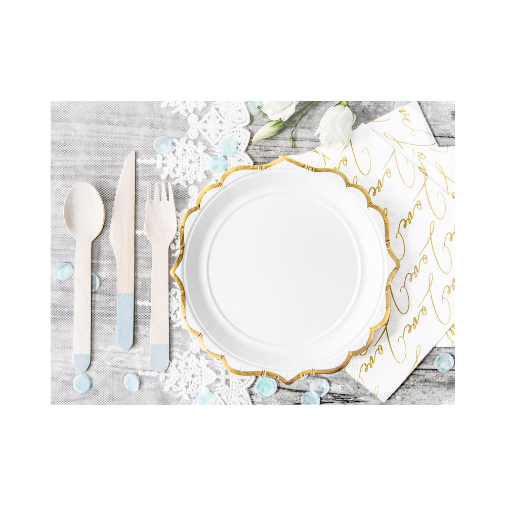 Plates - white and gold, 6 pcs.