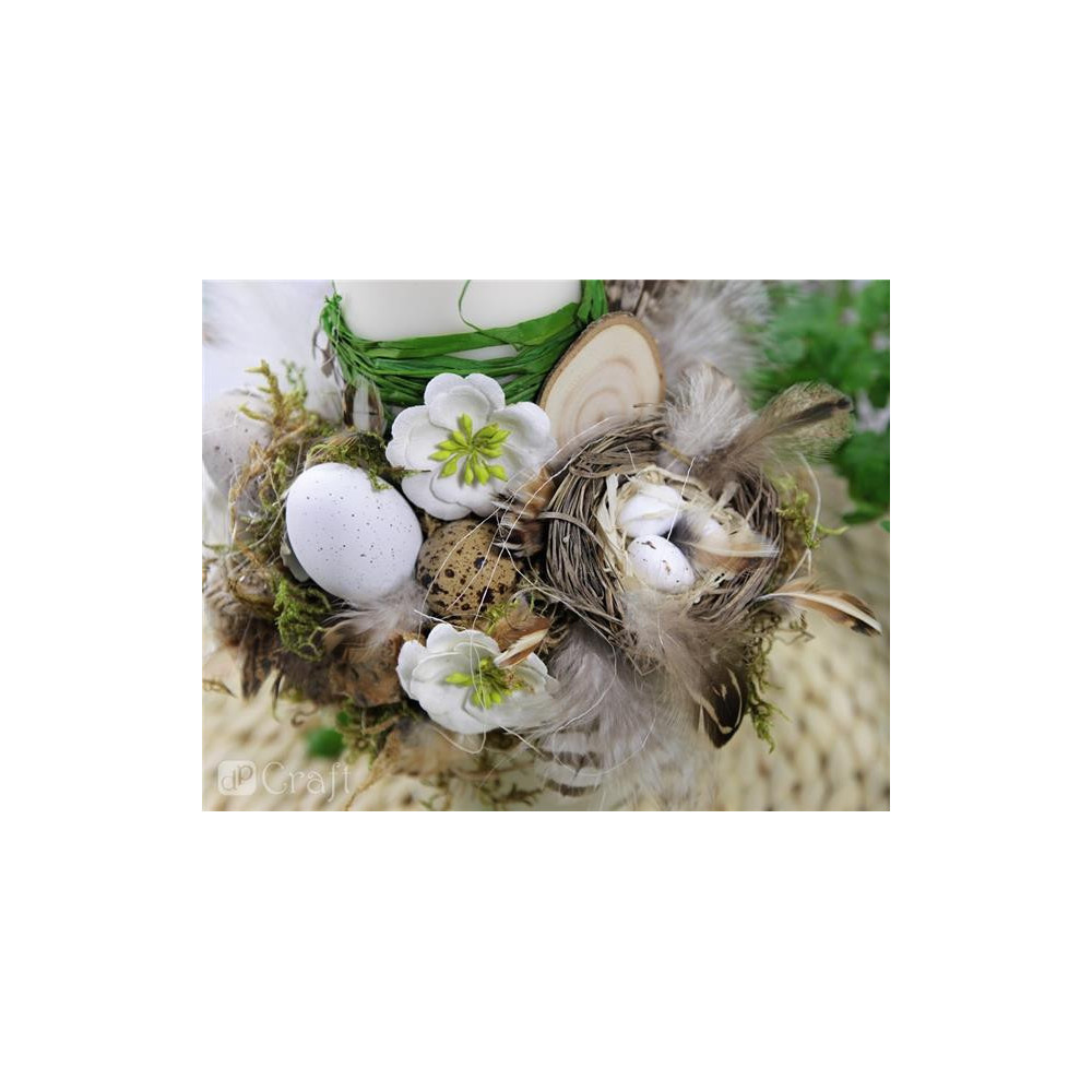 Quail eggs with feathers 4 cm, 12 pcs - White