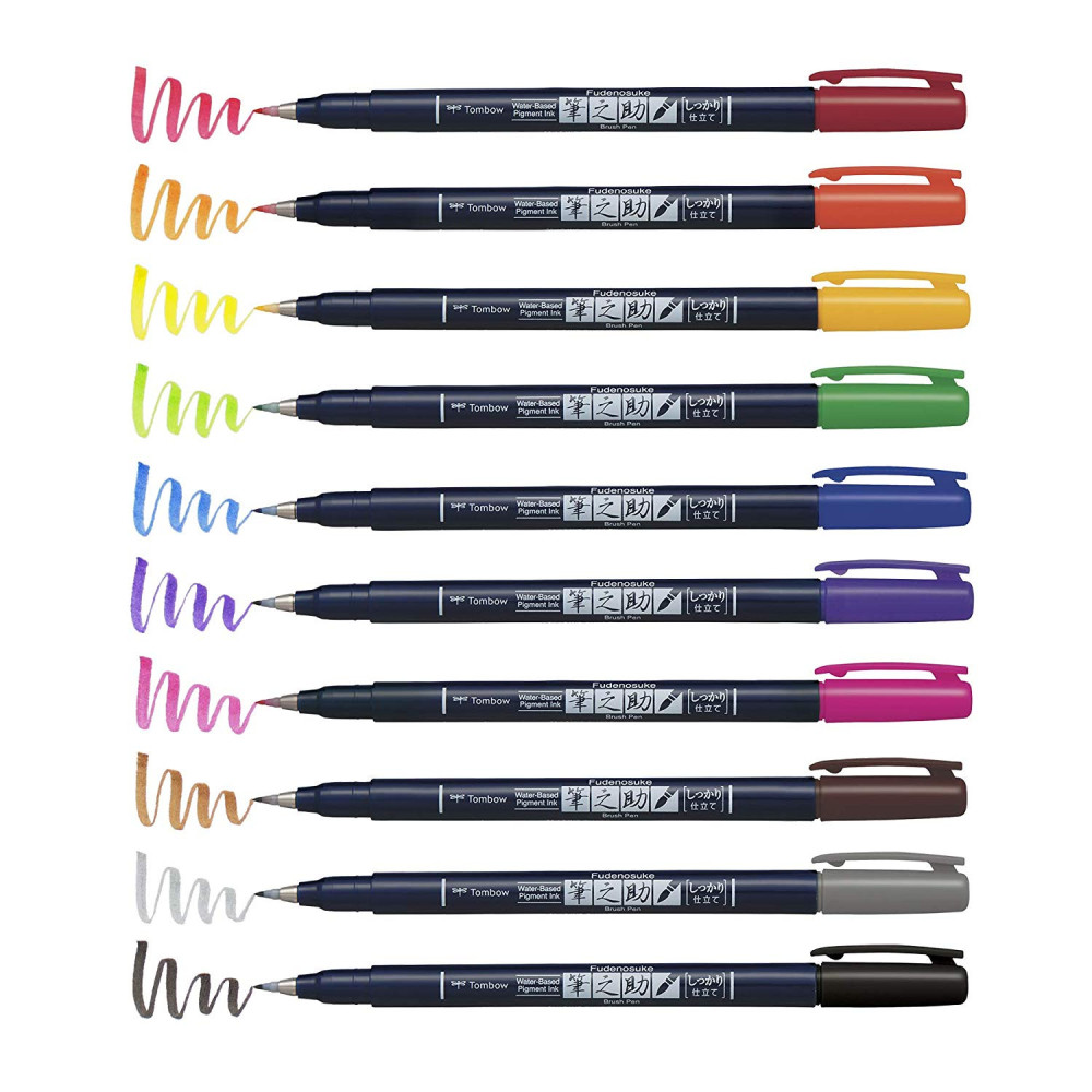 Fudenosuke Brush Pen Set - Tombow - 10 pcs.
