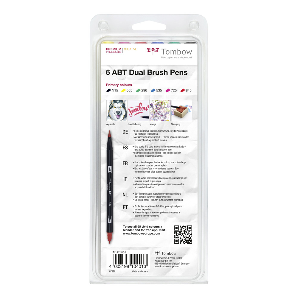 Dual Brush Pen Set - Tombow - Basic, 6 pcs.