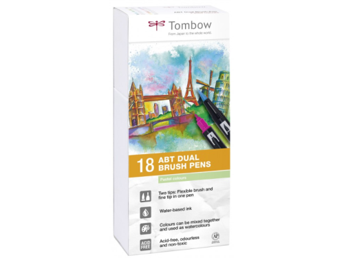 Dual Brush Pen Set - Tombow - Pastel, 18 pcs.