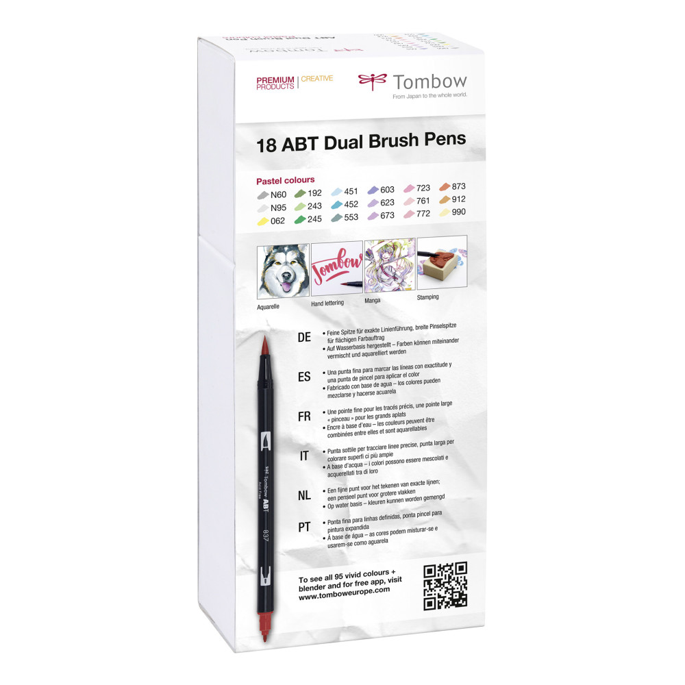 Dual Brush Pen Set - Tombow - Pastel, 18 pcs.