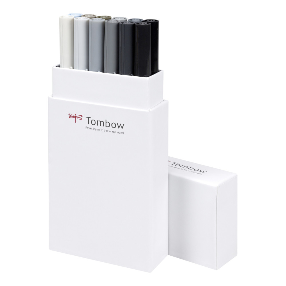 Dual Brush Pen Set - Tombow - Grey 12 pcs.