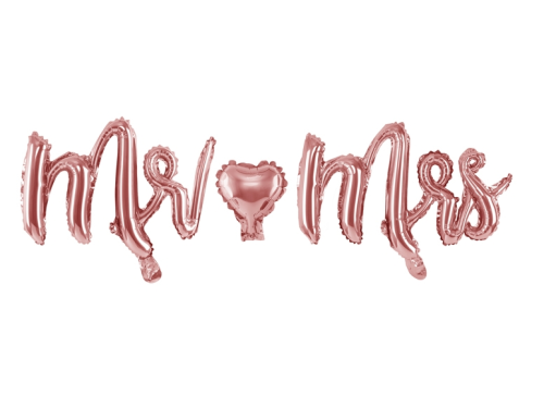 Foil balloon Mr & Mrs - rose gold, 69 x 125 cm
