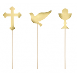Toppers First Communion - gold, 6 pcs.