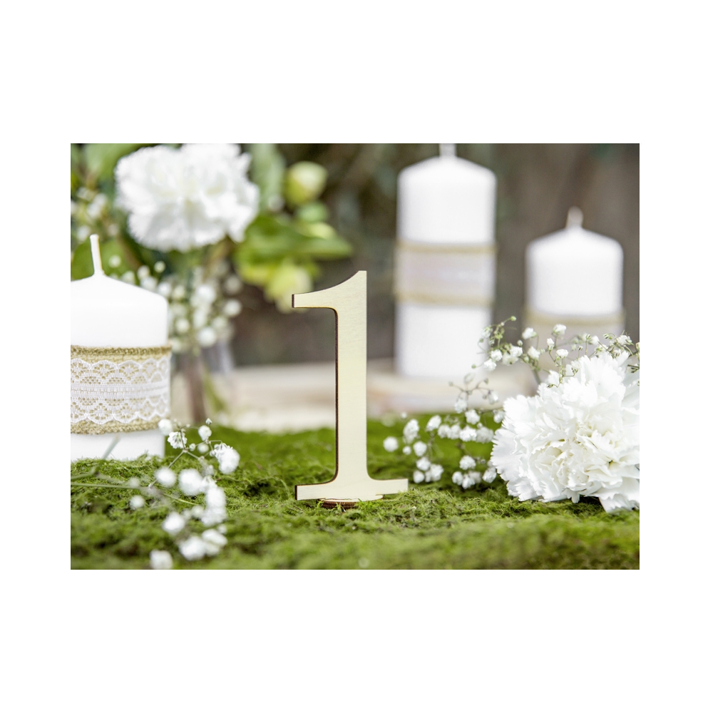 Wood table numbers, natural, 11pieces