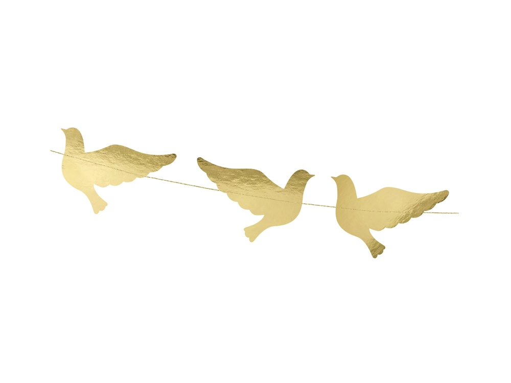 Girlanda papierowa Gołębie - złota, 86 cm
