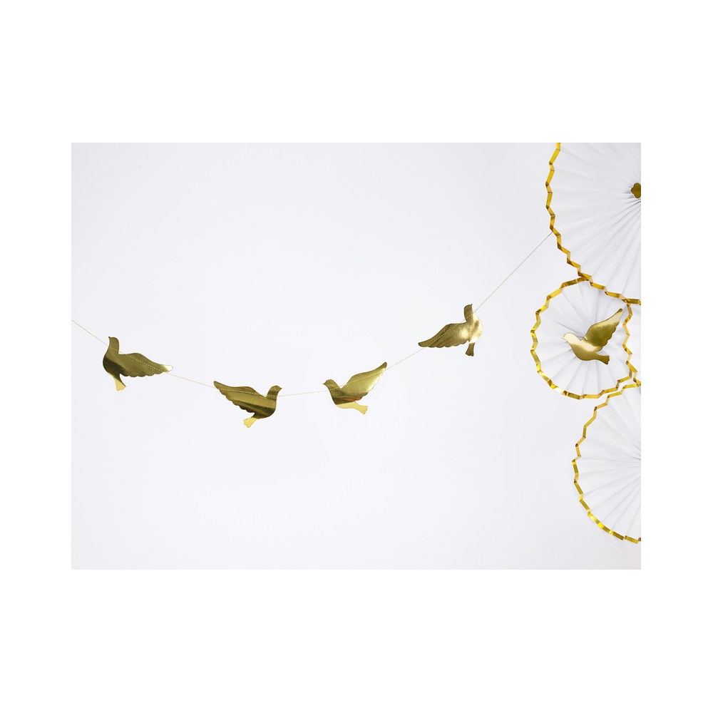 Girlanda papierowa Gołębie - złota, 86 cm