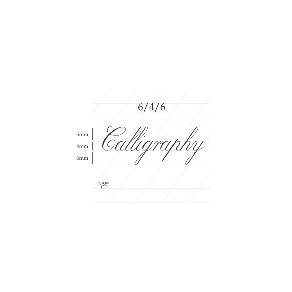 Blok do kaligrafii A4 - Archie's Calligraphy - 120 g/m², portrait, copperplate, 6/4/6