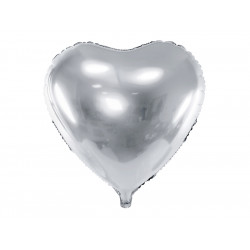 Balon foliowy Serce - srebrny, 35 cm