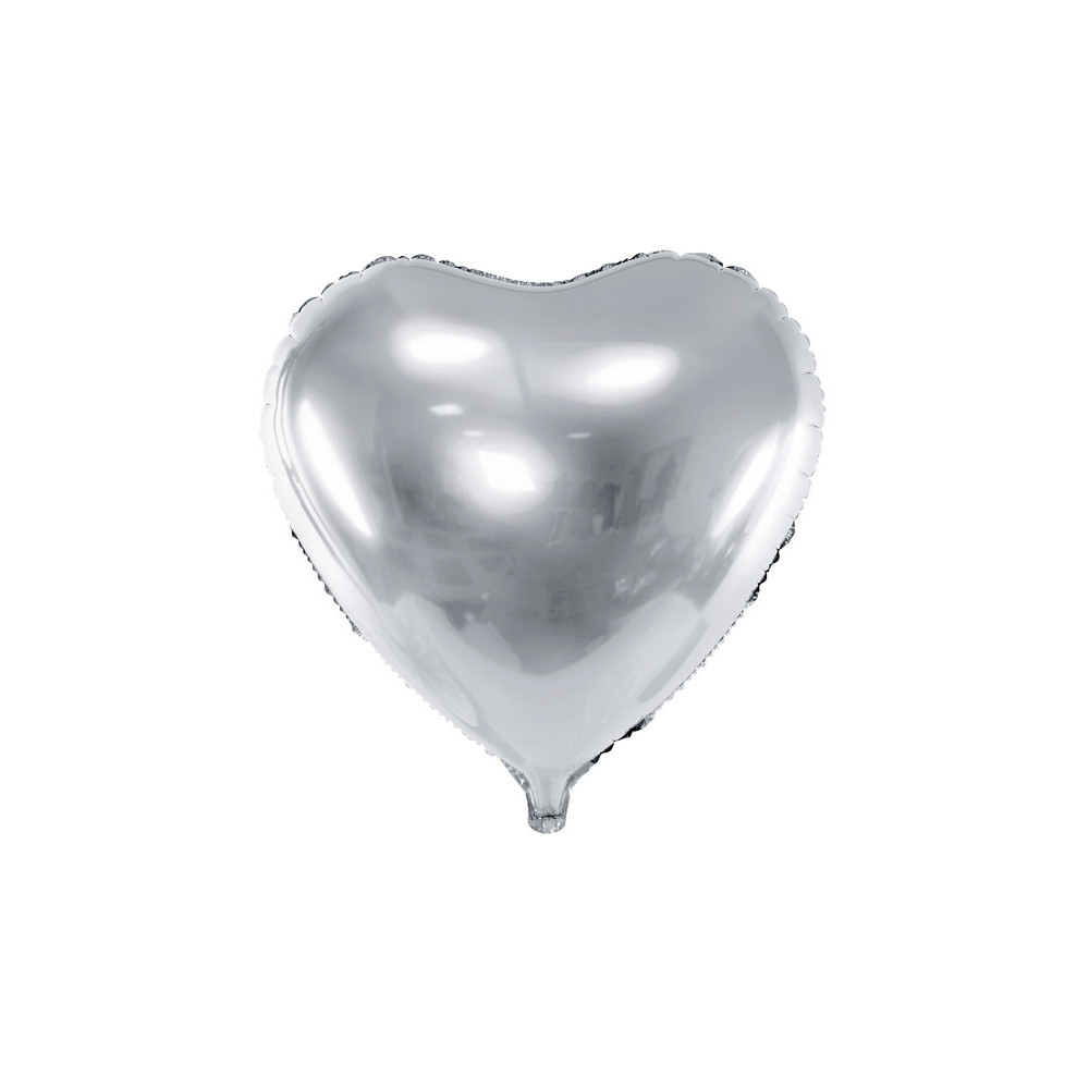 Balon foliowy Serce - srebrny, 35 cm