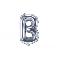 Balon foliowy litera B - srebrny, 35 cm