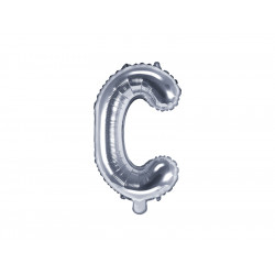 Foil balloon letter C - silver, 35 cm