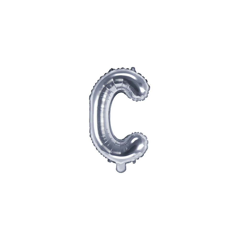 Balon foliowy litera C - srebrny, 35 cm