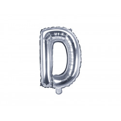 Foil balloon letter D - silver, 35 cm