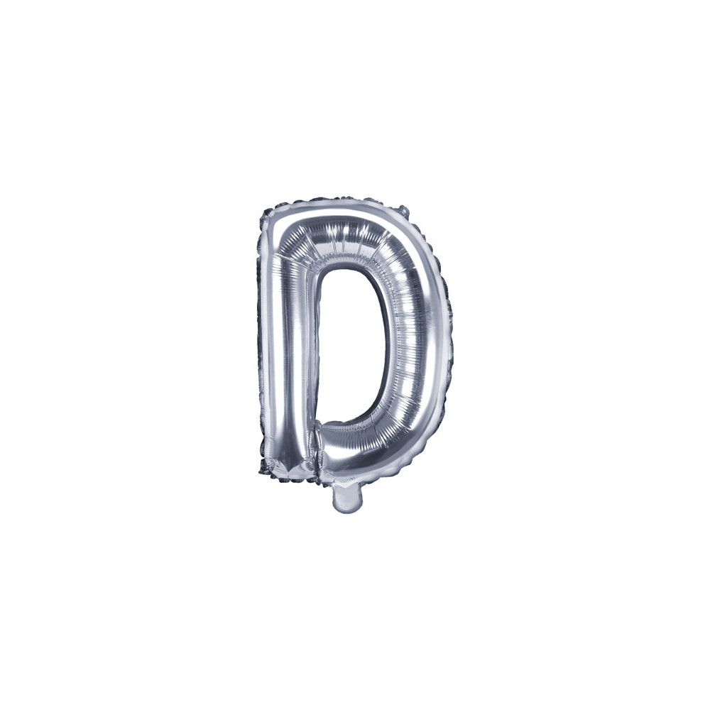 Foil balloon letter D - silver, 35 cm