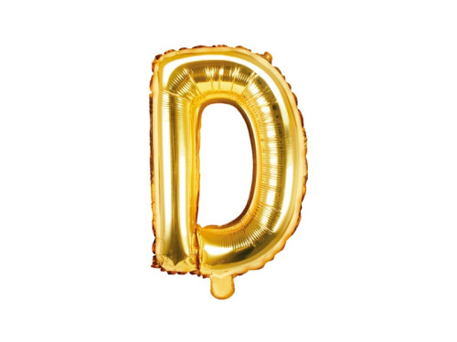Foil balloon letter D - gold, 35 cm