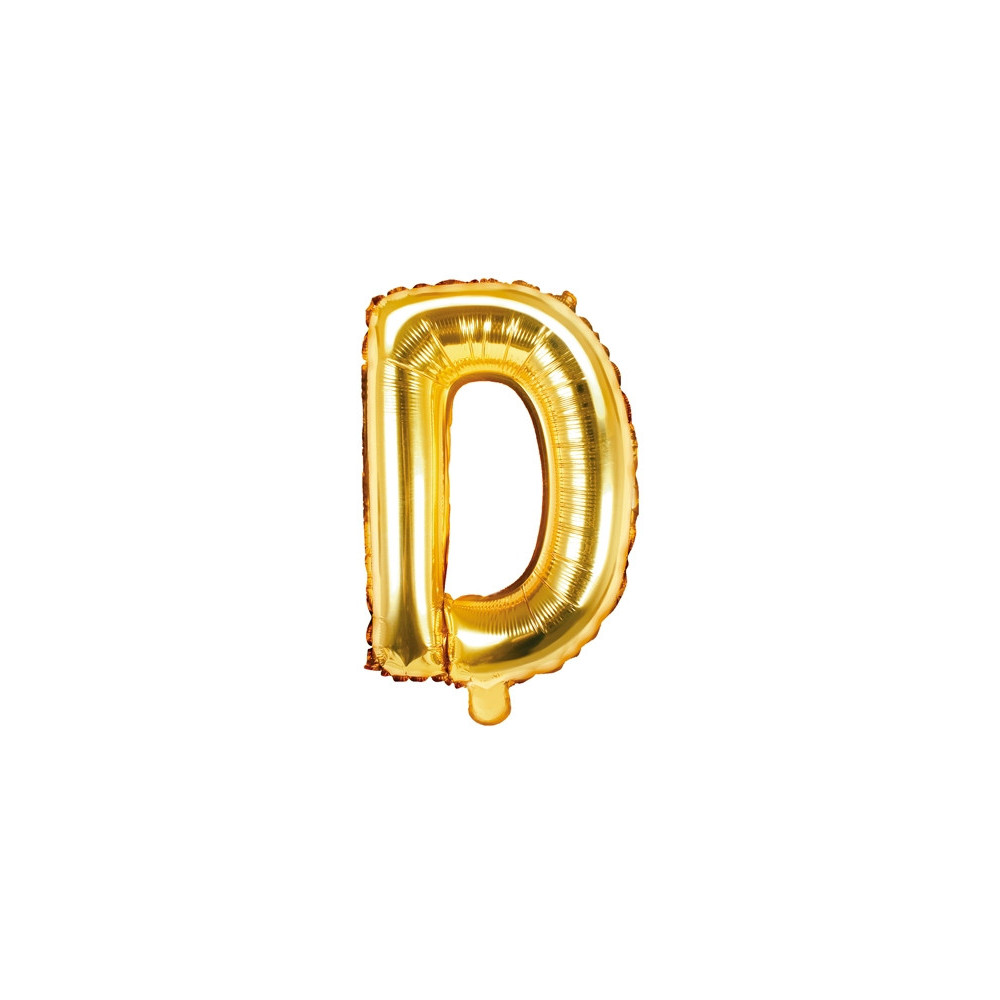 Balon foliowy litera D - złoty, 35 cm
