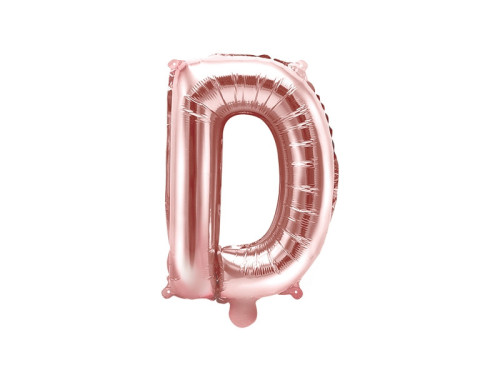 Foil balloon letter D - pink gold, 35 cm