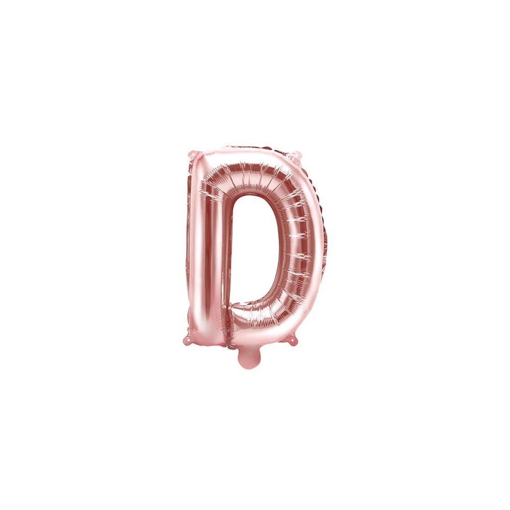 Balon foliowy litera D - różowe złoto, 35 cm