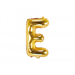 Foil balloon letter E - gold, 35 cm