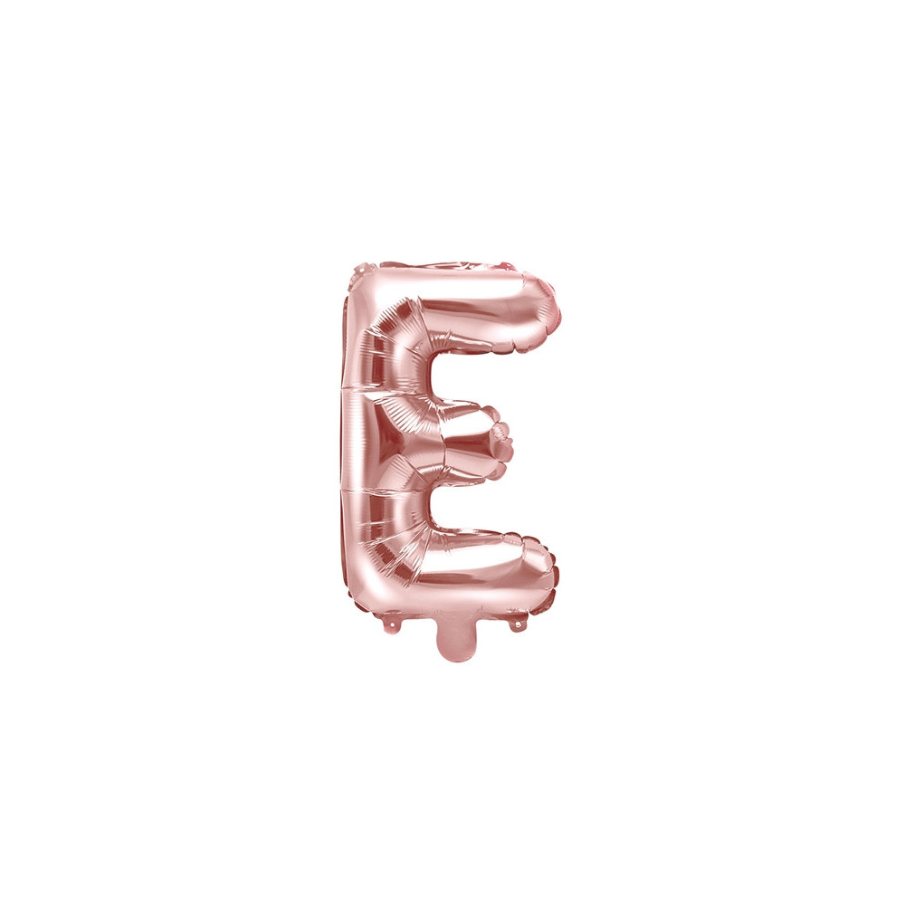 Balon foliowy litera E - różowe złoto, 35 cm
