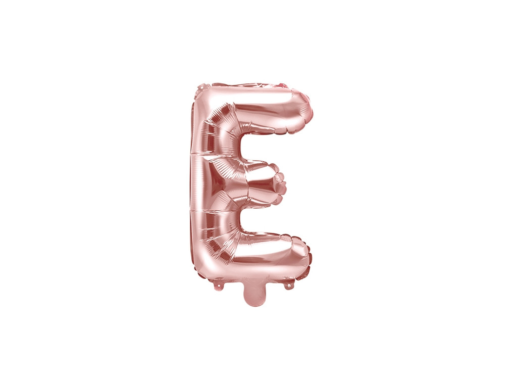 Foil balloon letter E - rose gold, 35 cm