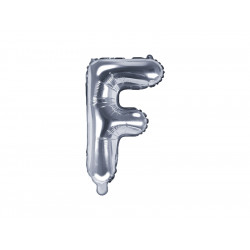 Balon foliowy litera F - srebrny, 35 cm
