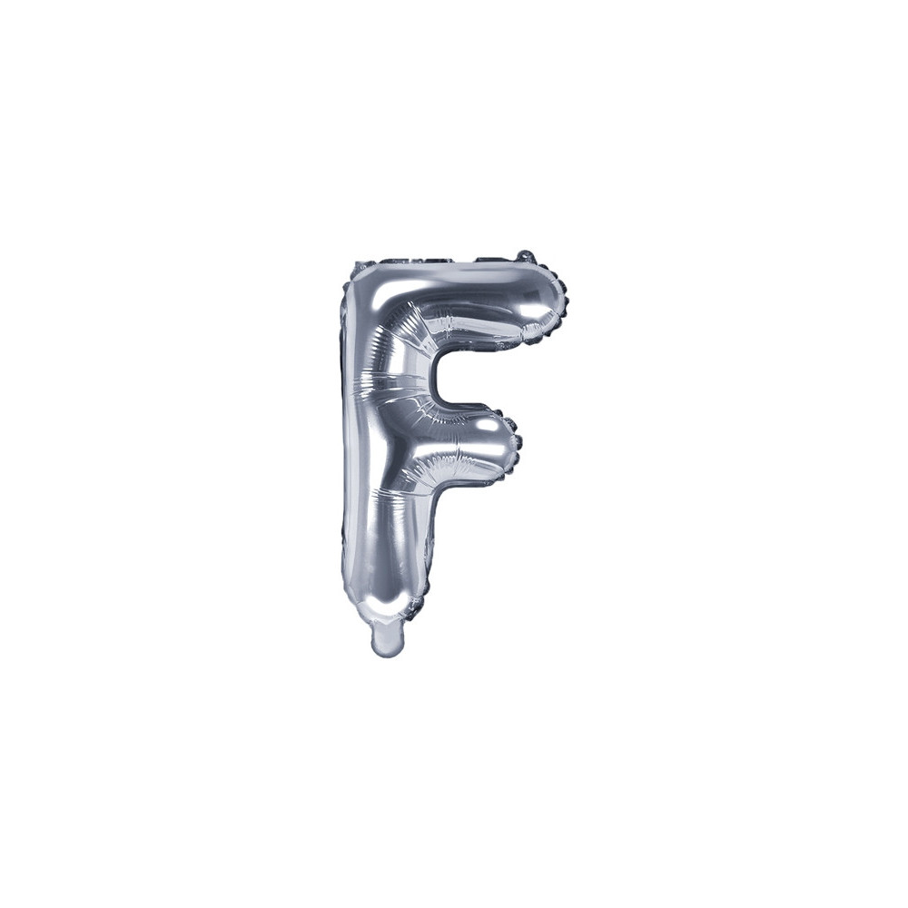Balon foliowy litera F - srebrny, 35 cm